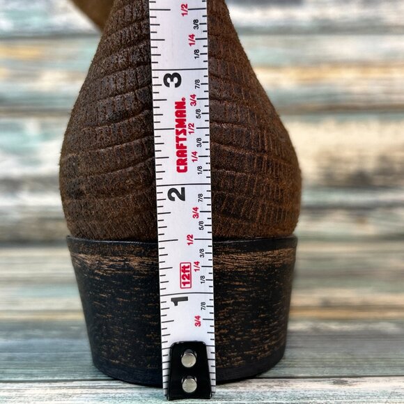 BRONX Ankle Boots Sz 10.5-11/41 Brown Leather Block Heel Bootie Casual Zip Up - Picture 11 of 12